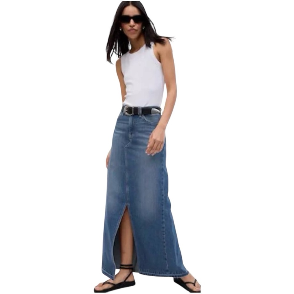 * NEW Gap Denim Maxi Skirt  with Front Slit Size 6